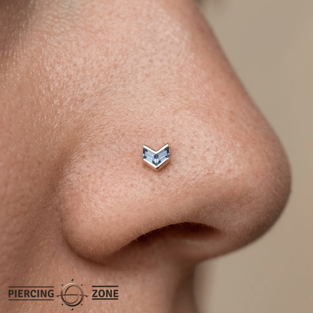 Vande – London Blue Topaz – 14K Gold Threadless End - piercing - zone.com