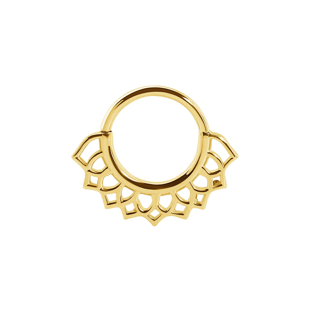 Vanilla Seamless Ring – 14K Gold Cup & Divot Design - piercing - zone.com
