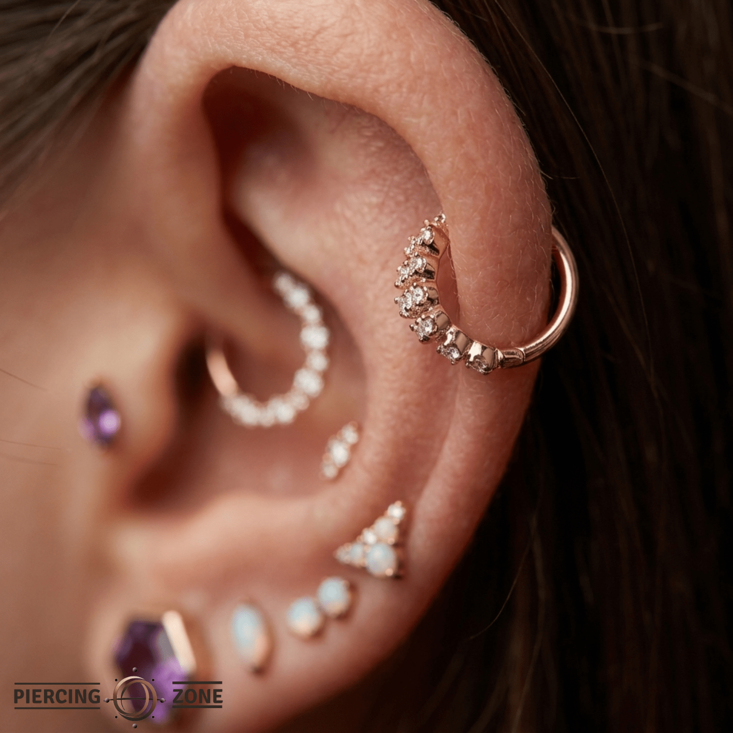 Veil Clicker - 14K/18K Gold Gem Clicker Ring - piercing - zone.com