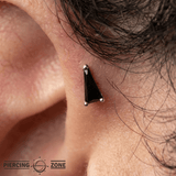 Vela – Black Spinel Triangle – 14K Gold Threadless End - piercing - zone.com