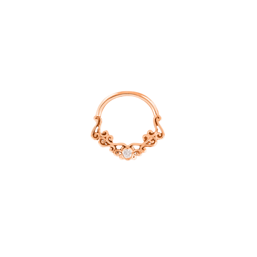 Ventura Seamless Ring – 14K Gold Elevated Gem Accent - piercing - zone.com