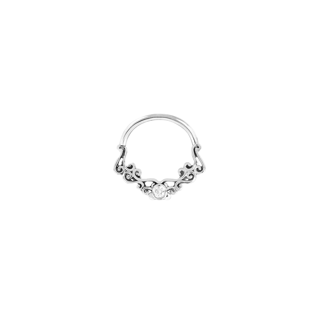 Ventura Seamless Ring – 14K Gold Elevated Gem Accent - piercing - zone.com