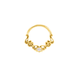 Ventura Seamless Ring – 14K Gold Elevated Gem Accent - piercing - zone.com