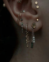 Veqq II – Moss Agate & Pearl Drop – 14K Gold Hanging Charm - piercing - zone.com
