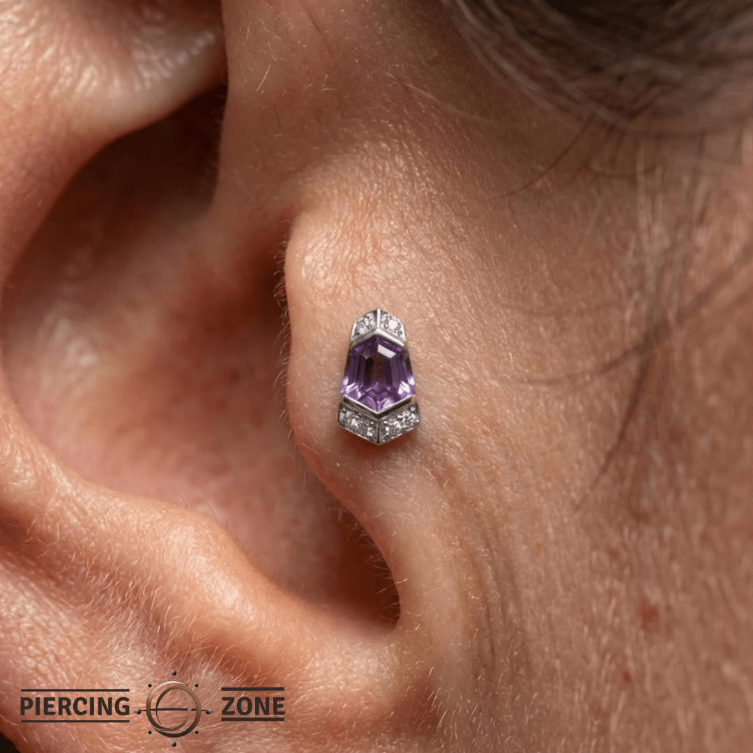 Vera – Amethyst – 14K Gold Threadless End - piercing - zone.com