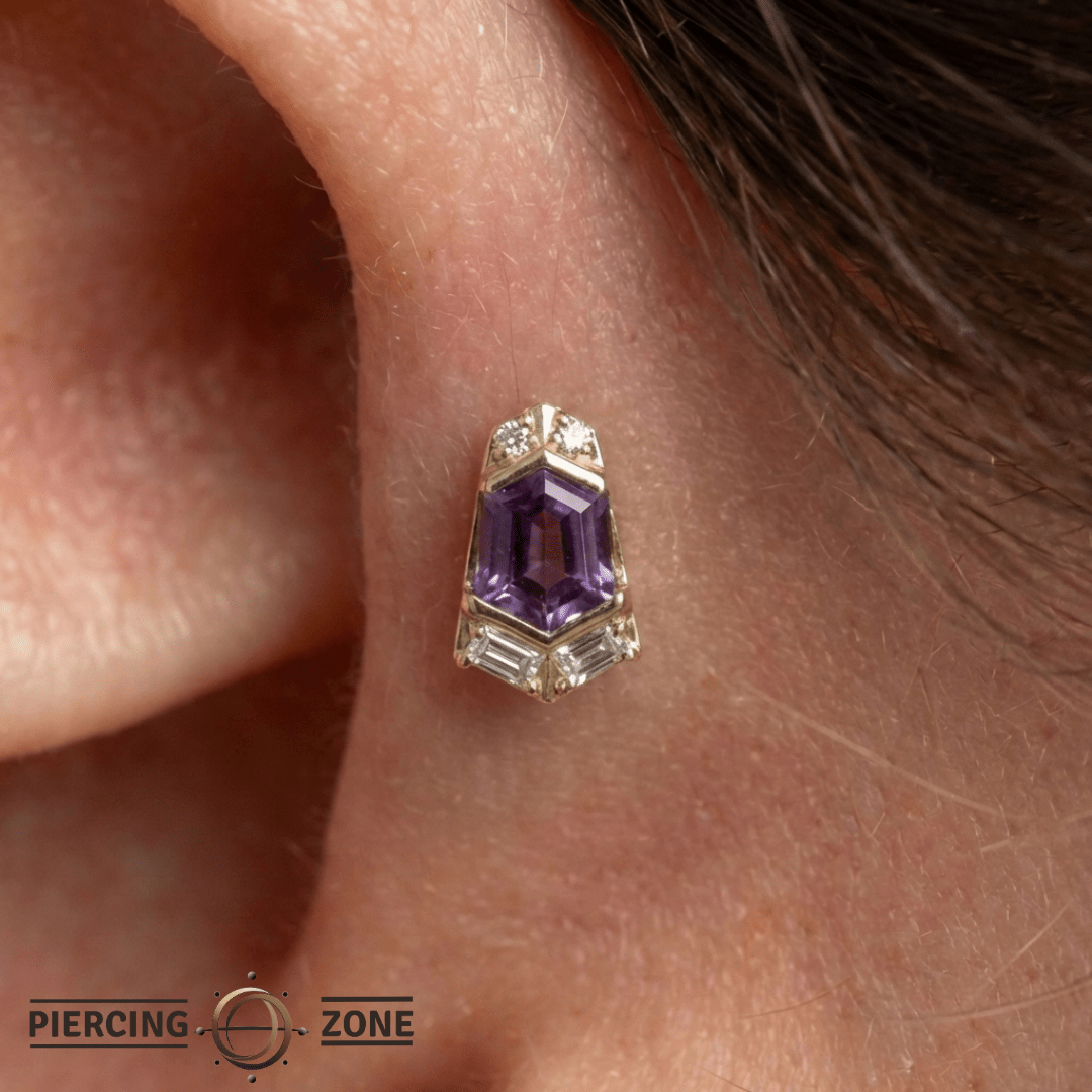 Vera – Amethyst – 14K Gold Threadless End - piercing - zone.com