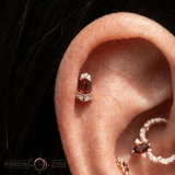 Vera – Garnet – 14K Gold Threadless End - piercing - zone.com