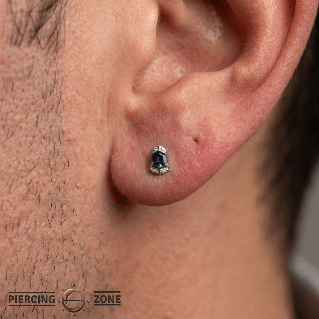 Vera – London Blue Topaz – 14K Gold Threadless End - piercing - zone.com