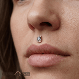 Vera – London Blue Topaz – 14K Gold Threadless End - piercing - zone.com