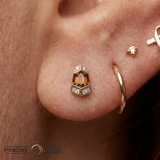 Vera – Orange Garnet – 14K Gold Threadless End - piercing - zone.com
