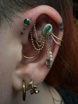 Verity – Emerald – 14K Gold Threadless End - piercing - zone.com
