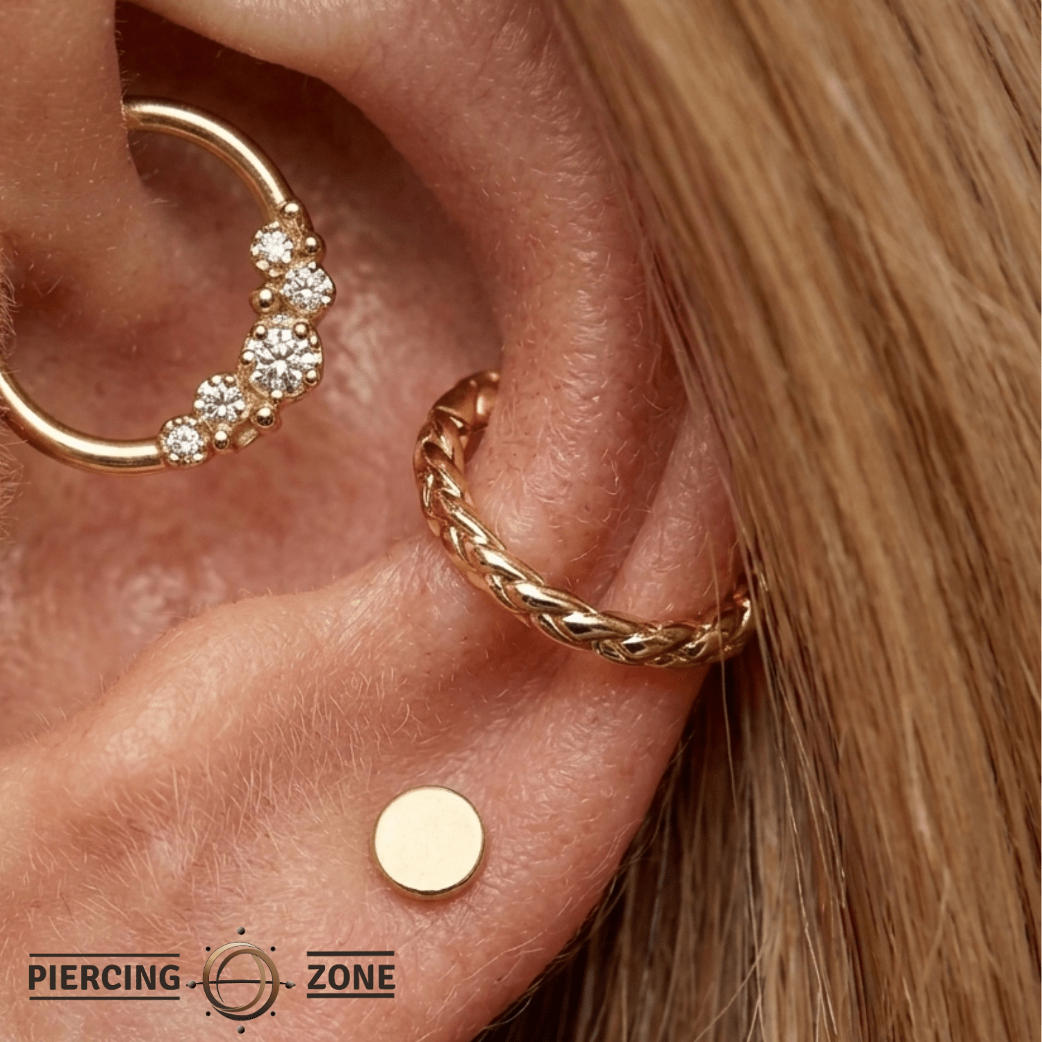 Verona – 14K Gold Braided Clicker Ring - piercing - zone.com