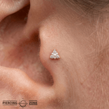 Vibe – Diamond Triangle Cluster – 14K Gold Threadless End - piercing - zone.com