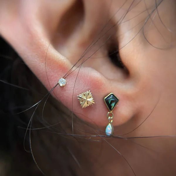 Victor – 14K Gold Textured Threadless End - piercing - zone.com
