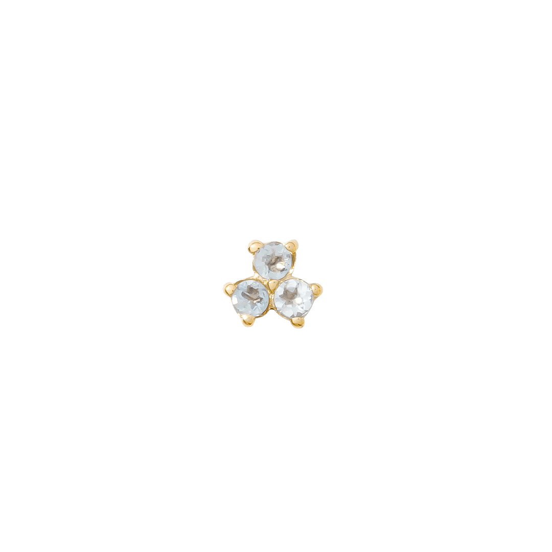 Vida – 14K Gold Three - Stone Cluster Threadless End - piercing - zone.com