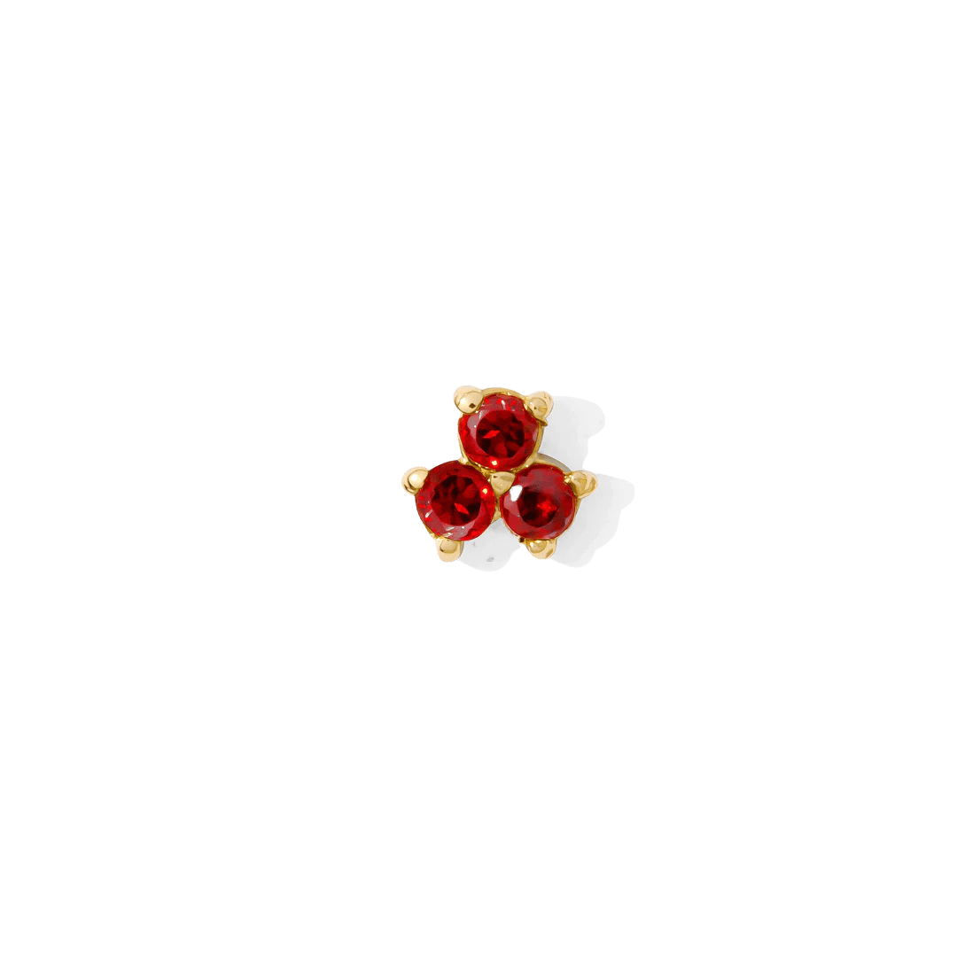 Vida – 14K Gold Three - Stone Cluster Threadless End - piercing - zone.com