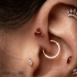 Vida – 3 - Stone Gem Cluster – 14K Gold Threadless End - piercing - zone.com