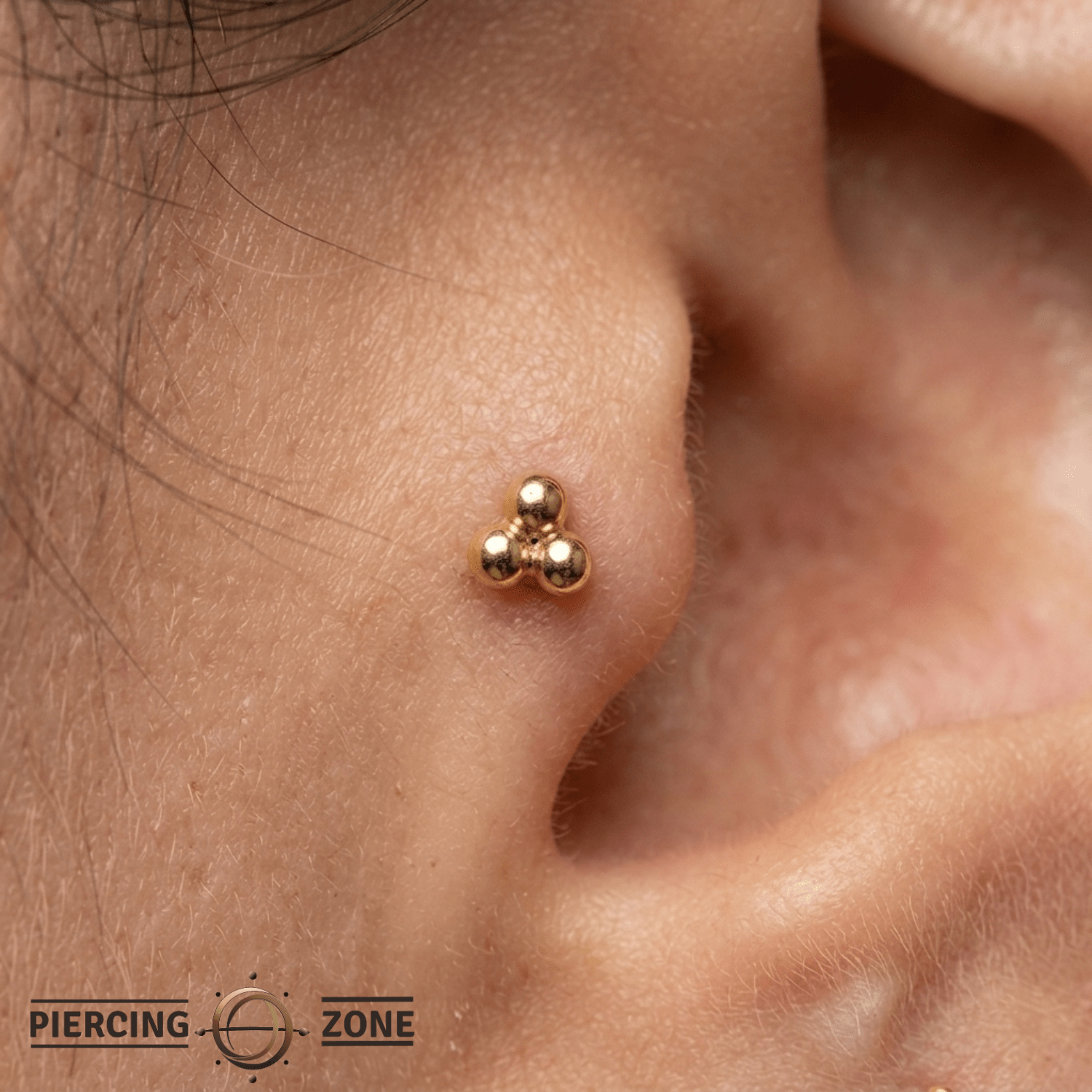 Vida Trio – 3 - Bead Cluster – 14K Gold Threadless End - piercing - zone.com