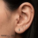 Vida Trio – 3 - Bead Cluster – 14K Gold Threadless End - piercing - zone.com