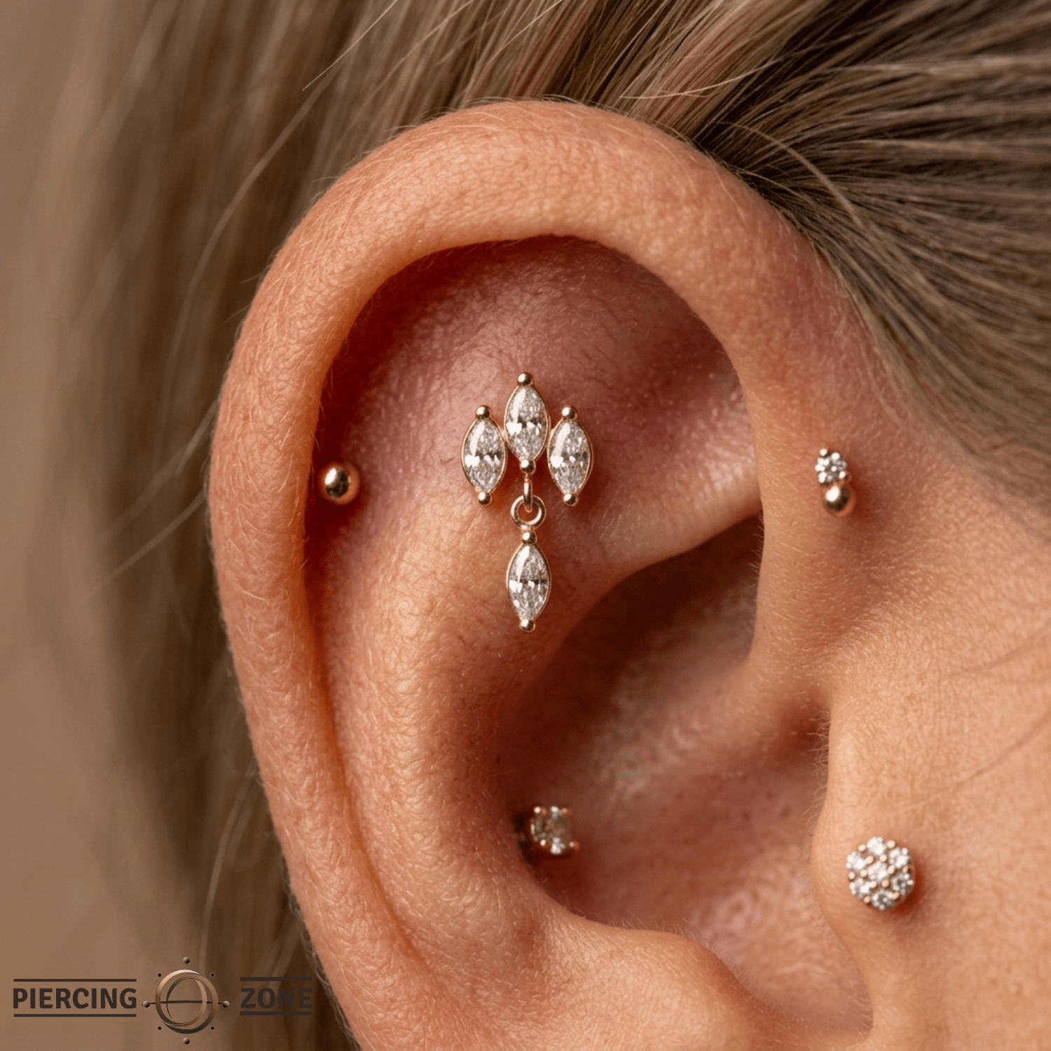 Vienna Dangle – 14K Gold Threadless/Threaded End - piercing - zone.com