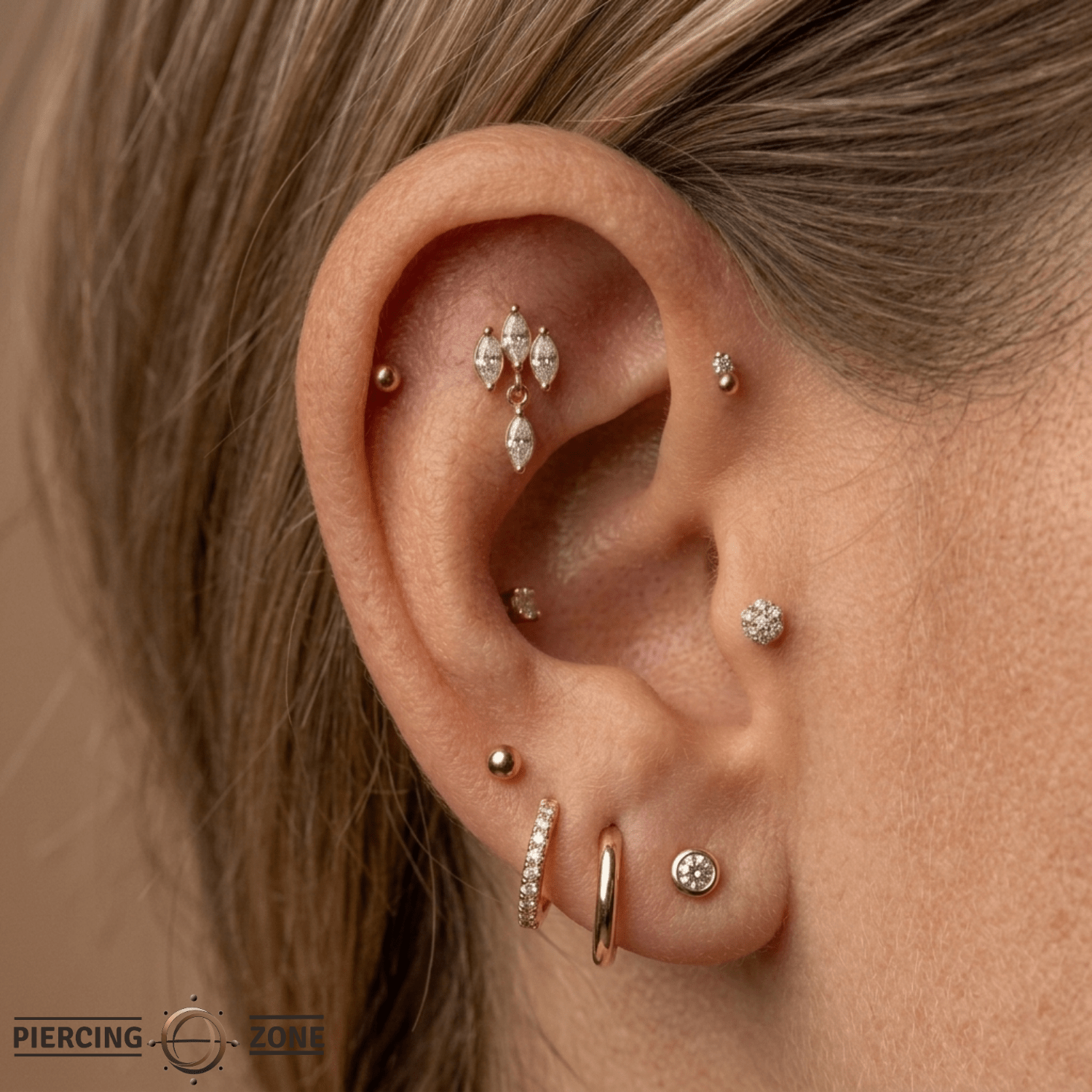 Vienna Dangle – 14K Gold Threadless/Threaded End - piercing - zone.com