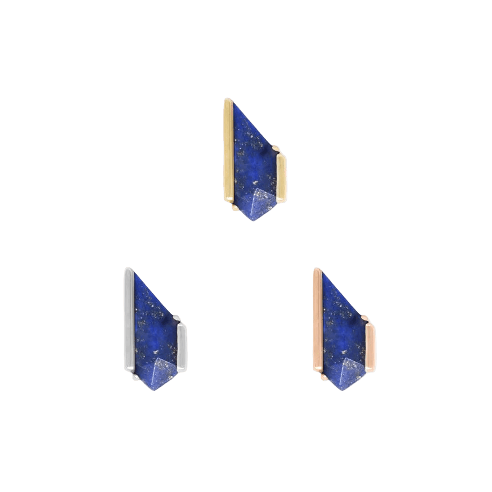 Vinyl – Lapis Lazuli – 14K Gold Threadless End - piercing - zone.com