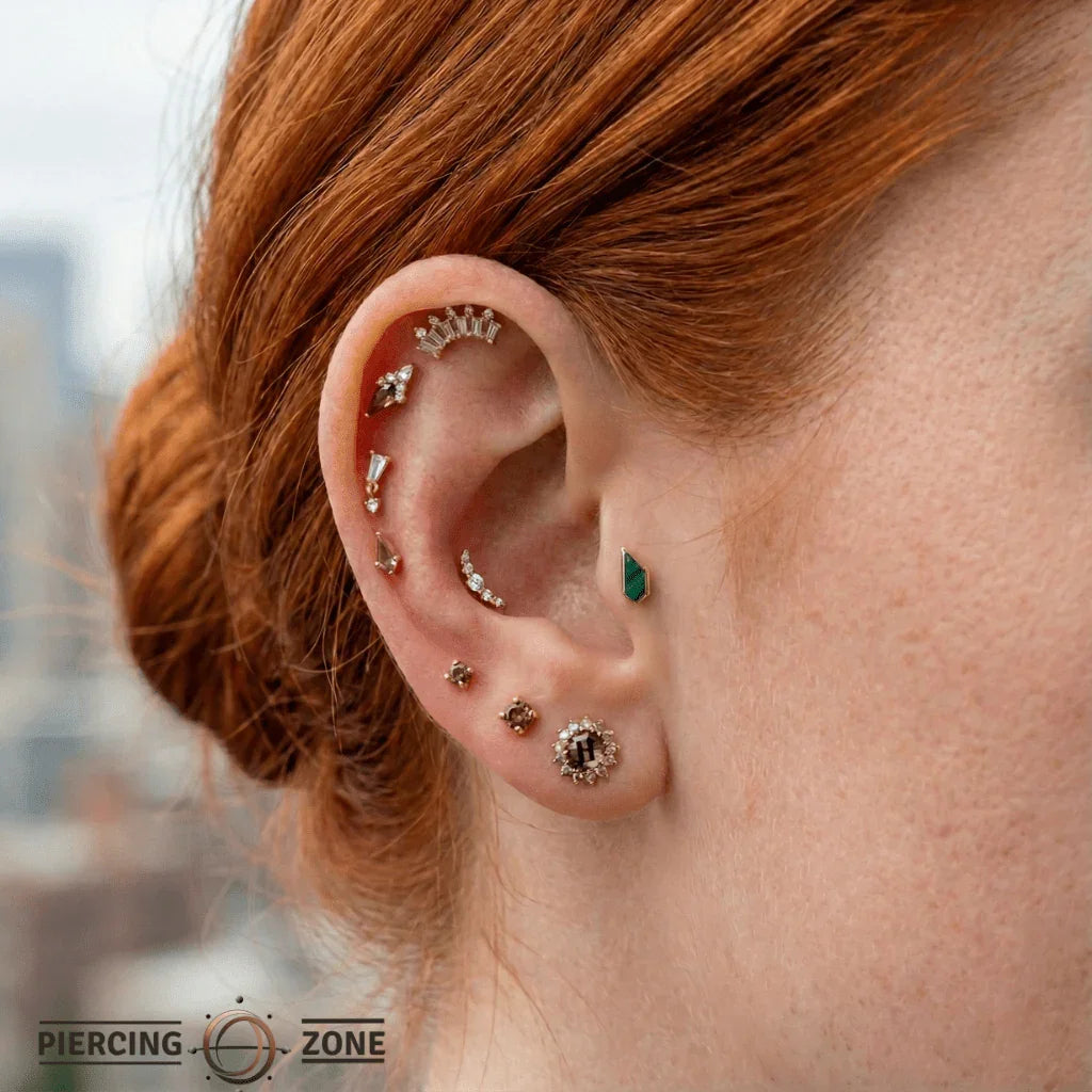 Vinyl – Malachite – 14K Gold Threadless End - piercing - zone.com