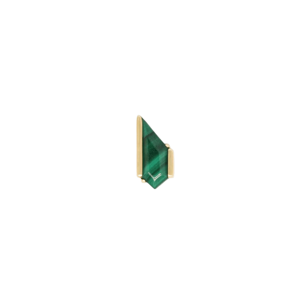 Vinyl – Malachite – 14K Gold Threadless End - piercing - zone.com