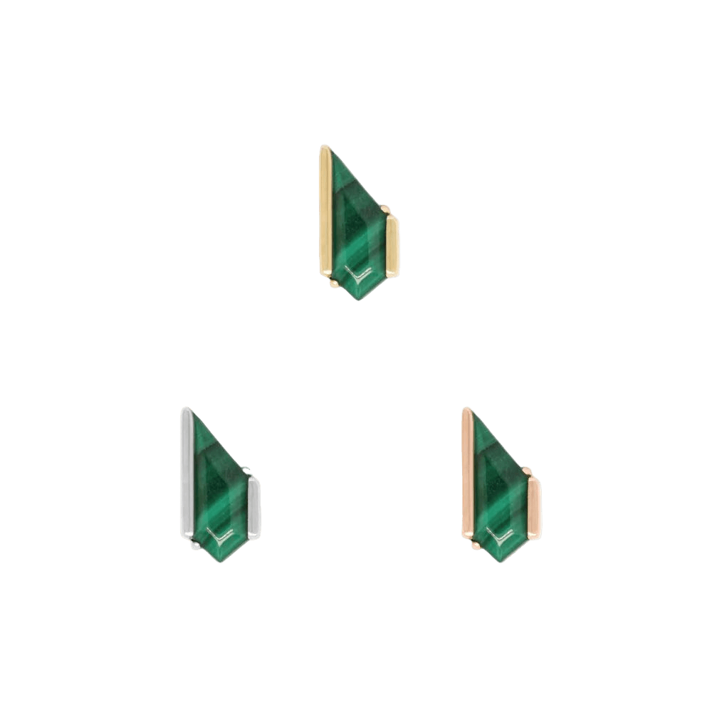 Vinyl – Malachite – 14K Gold Threadless End - piercing - zone.com