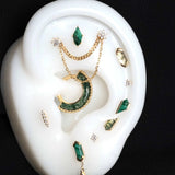 Vinyl – Malachite – 14K Gold Threadless End - piercing - zone.com