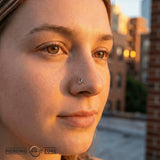 Vinyl – Moss Agate – 14K Gold Threadless End - piercing - zone.com