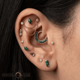 Vinyl – Moss Agate – 14K Gold Threadless End - piercing - zone.com