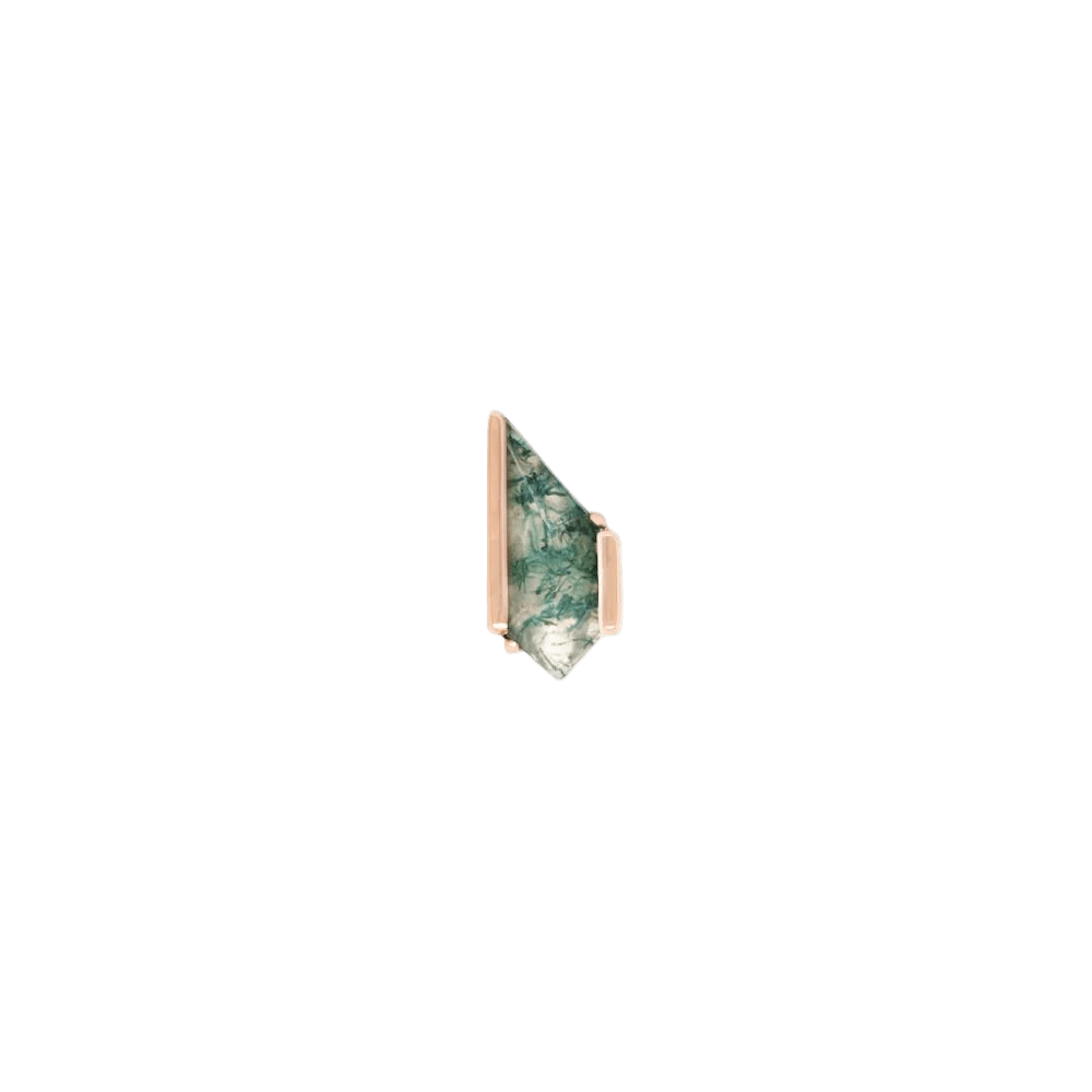 Vinyl – Moss Agate – 14K Gold Threadless End - piercing - zone.com