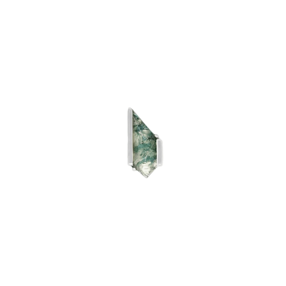 Vinyl – Moss Agate – 14K Gold Threadless End - piercing - zone.com