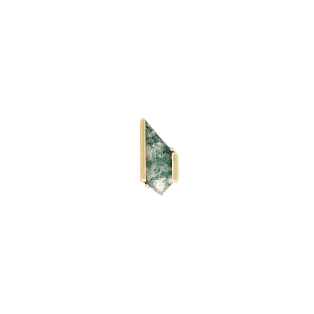 Vinyl – Moss Agate – 14K Gold Threadless End - piercing - zone.com