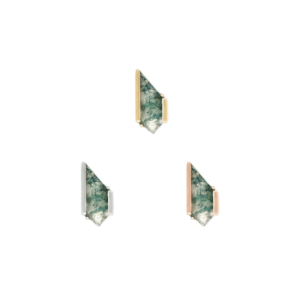 Vinyl – Moss Agate – 14K Gold Threadless End - piercing - zone.com