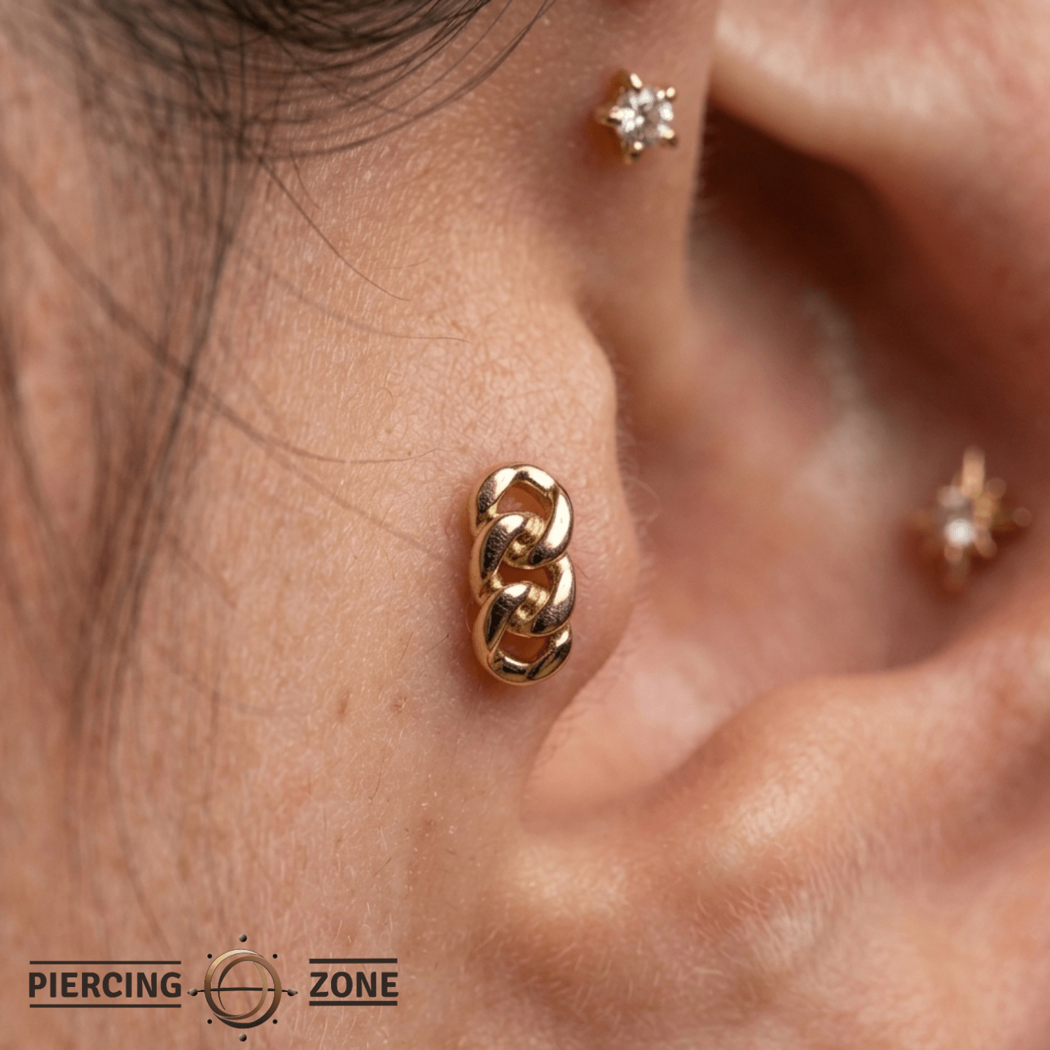 VIP – Cuban Link Accent – 14K Gold Threadless End - piercing - zone.com