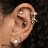 Vision – 14K Gold Moss Agate Threadless End - piercing - zone.com