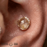 Vision – Rutilated Quartz & White Topaz – 14K Gold Threadless End - piercing - zone.com