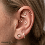 Vision – Rutilated Quartz & White Topaz – 14K Gold Threadless End - piercing - zone.com