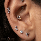 Visionary – Amethyst, Pink Sapphire & Topaz – 14K Gold Threadless End - piercing - zone.com