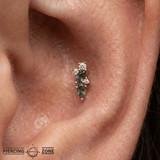 Visionary – Moss Agate & White Topaz – 14K Gold Threadless End - piercing - zone.com