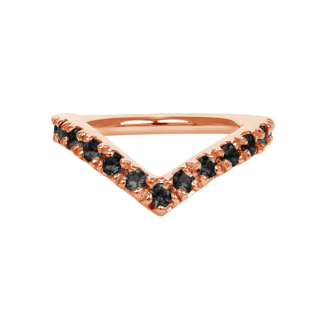 Vivian Seamless Ring – 14K Gold Cup & Divot Design - piercing - zone.com