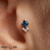 Vivienne – London Blue Topaz & CZ Cluster – 14K Gold Threadless End - piercing - zone.com