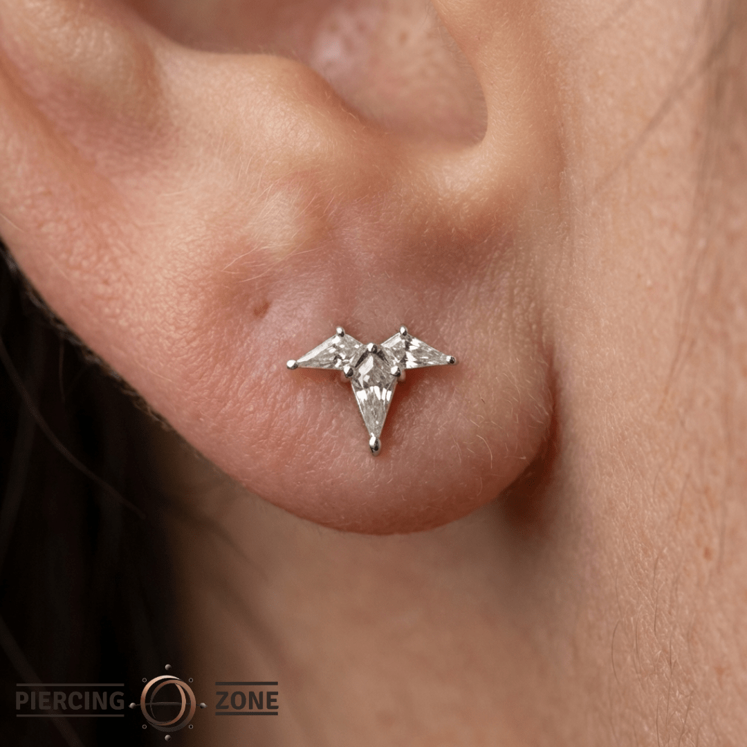 Volant – Swarovski CZ Kite Cluster – 14K Gold Threadless End - piercing - zone.com