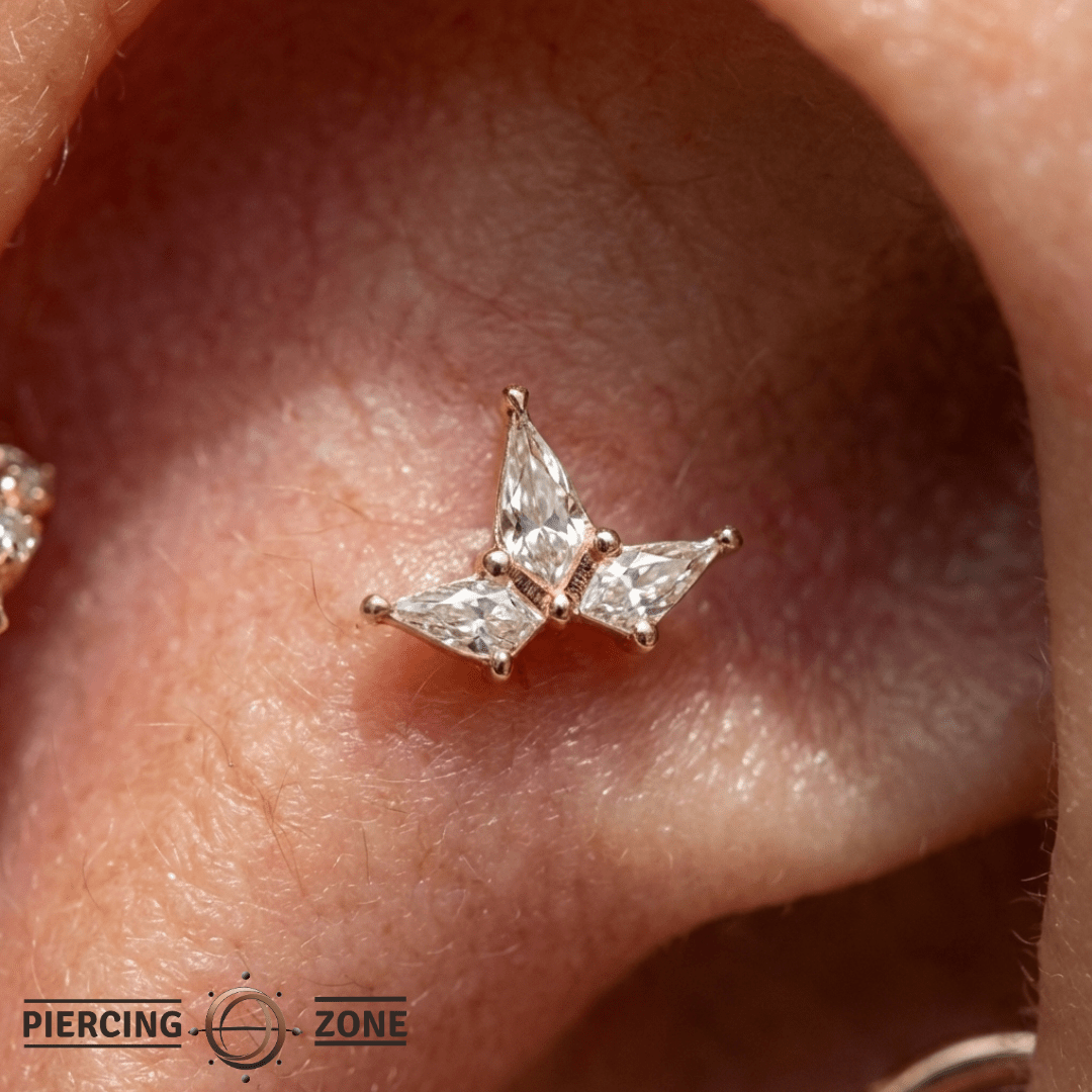 Volant – Swarovski CZ Kite Cluster – 14K Gold Threadless End - piercing - zone.com