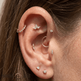 Volant – Swarovski CZ Kite Cluster – 14K Gold Threadless End - piercing - zone.com