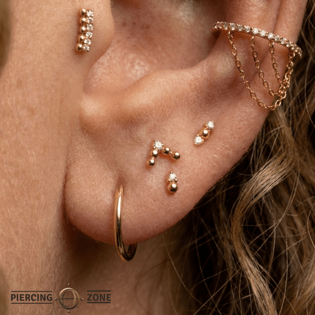 Voodoo – CZ Shield – 14K Gold Threadless End - piercing - zone.com