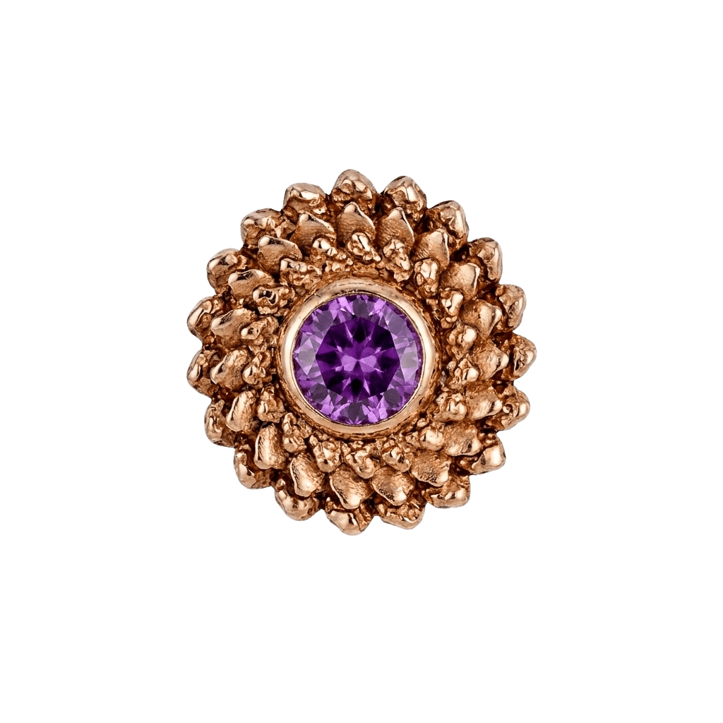 Vortex - 14K Gold Stone Threadless/Threaded End - piercing - zone.com