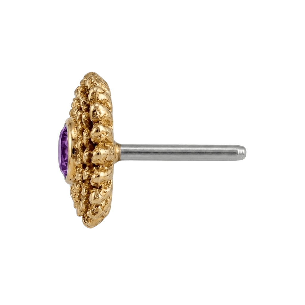 Vortex - 14K Gold Stone Threadless/Threaded End - piercing - zone.com